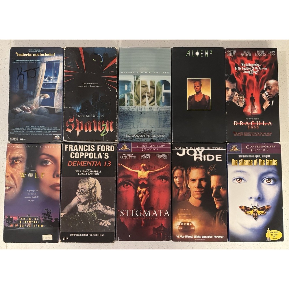 Horror VHS Lot Of 10 OOP Cult The Ring Alien Spawn Joy Ride Stigmata Wolf
